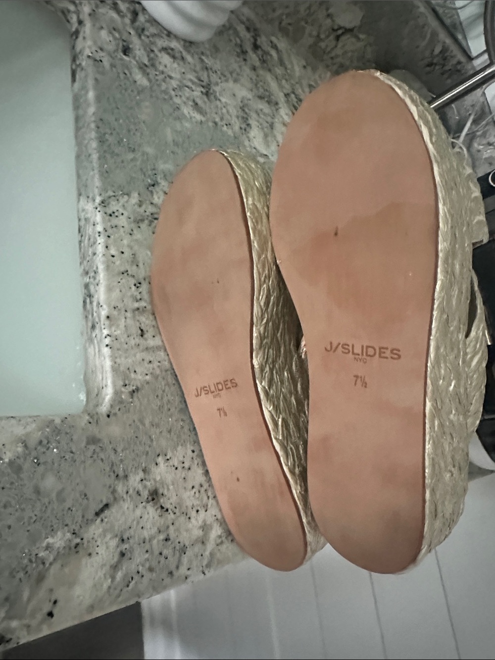 NEW J/SLIDES Metallic Braided Slide Sandals in Champagne Gold - Picture 4 of 5